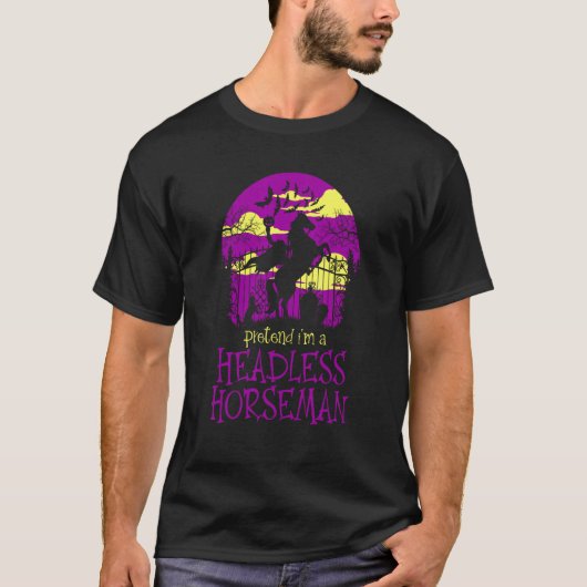 頭のない馬の男とカボチャの頭のハルのふりをする Tシャツ (正面)