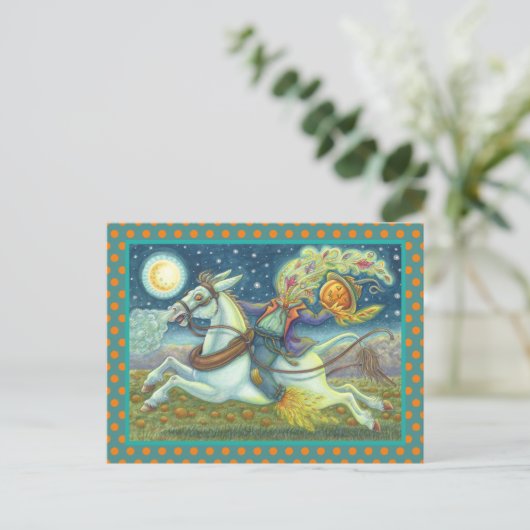 頭のない馬の男のかかしホワイトラバの休日 シーズンポストカード