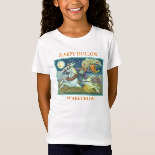 頭のない馬の男のかかし、女の子のジャージーTシャツ Tシャツ (正面)