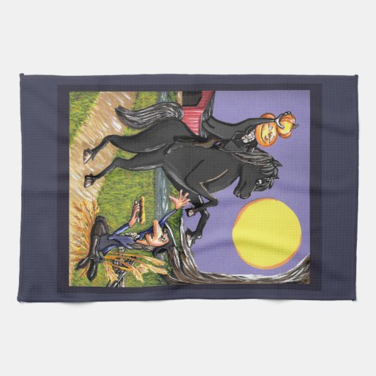 頭のない馬の男のイカボドクレーンキッチンタオル キッチンタオル (横)