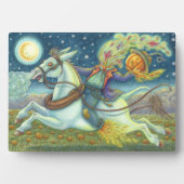 頭のない馬の男のカカシと白のマールハロウィーン フォトプラーク (正面)