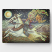 頭のない馬の男のカカシと白のマールハロウィーン フォトプラーク (正面)