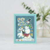 頭のない馬の雪だるま、クリスマスハロウィーンのユーモア。 シーズンポストカード (スタンド正面)