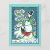 頭のない馬の雪だるま、クリスマスハロウィーンのユーモア。 シーズンポストカード (正面)