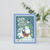 頭のない馬の雪だるま、クリスマスハロウィーンのユーモア。 シーズンポストカード (スタンド正面)