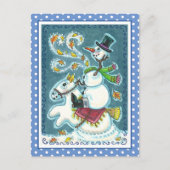 頭のない馬の雪だるま、クリスマスハロウィーンのユーモア。 シーズンポストカード (正面)
