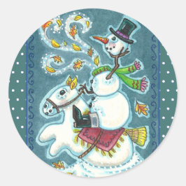 頭のない馬の雪だるま、クリスマスハロウィーンのユーモア。 ラウンドシール
