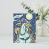 頭のない馬乗りゴシック魔女ユニコーン&フクロウ空白の シーズンポストカード (スタンド正面)