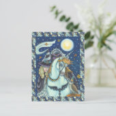 頭のない馬乗りゴシック魔女ユニコーン&フクロウ空白の シーズンポストカード (スタンド正面)