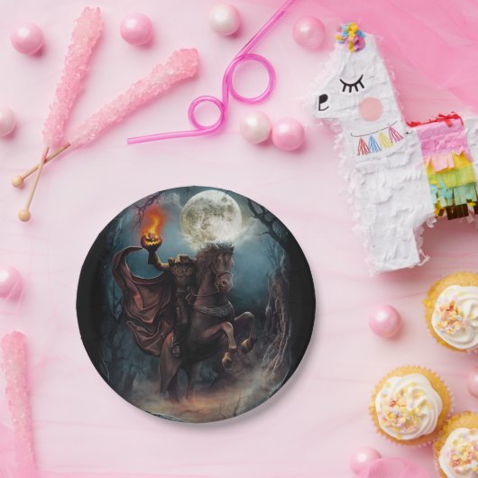頭のない騎手のハロウィンの紙皿 ペーパープレート (パーティー)