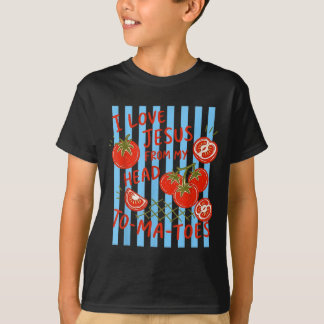頭のトマトからイエスを愛する キリスト教のダジャレ Tシャツ