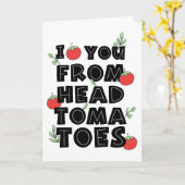 頭のトマトから心までユーモアで愛してる カード (黄色い花)