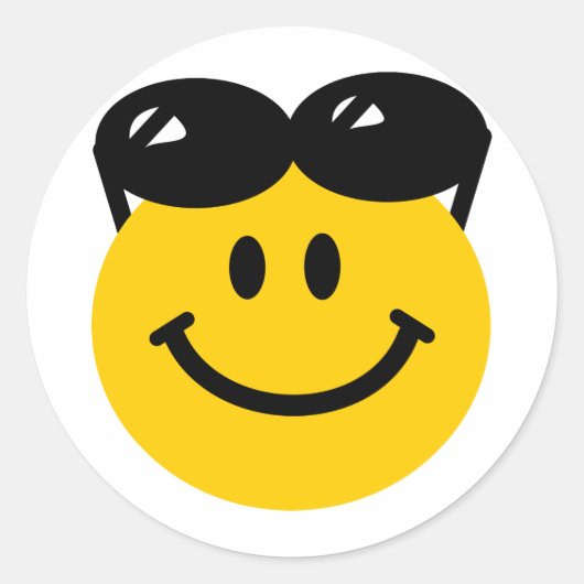 頭の上に止まったサングラス顔 ラウンドシール (正面)