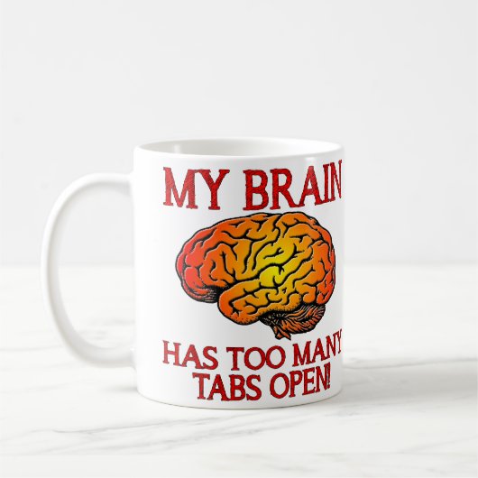 頭の中がタブだらけ Funny Mug コーヒーマグカップ (左)
