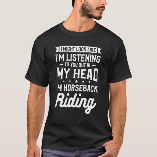 頭の中では乗馬中 馬術 Tシャツ (正面)