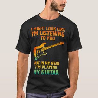 頭の中でギターを弾いている俺って面白いミュージシャン Tシャツ