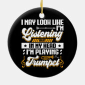 頭の中でトランペットを演奏するのは面白い セラミックオーナメント (裏面)