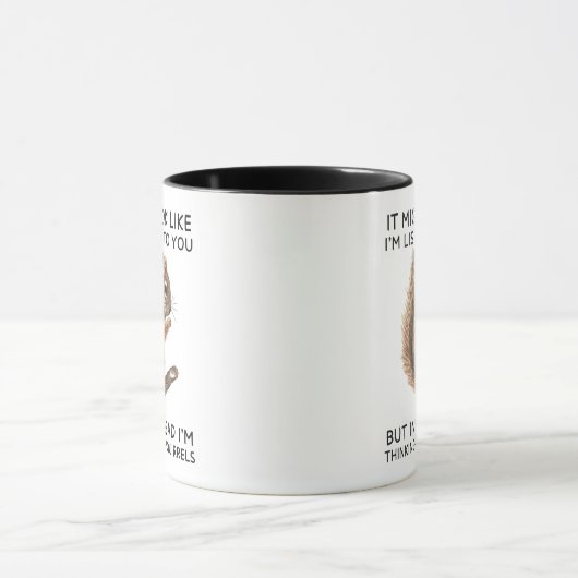 頭の中でリス考えクのことよおもしろい マグカップ (中央)