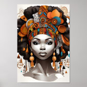 頭の中に美しいアフリカ伝統的人女性 ポスター (正面)