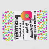 頭の中のピクルボール好き私のピックル遊ボール ゴルフタオル (横)