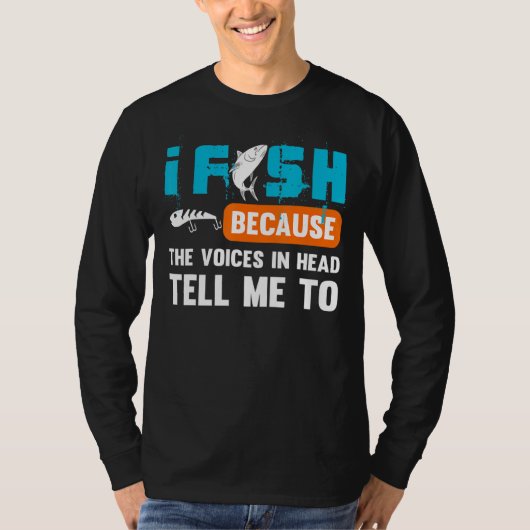 頭の中の声が教えてくれるから魚を釣る Tシャツ (正面)