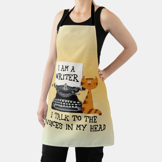 頭の中の声に話しかける作家 エプロン (インサイチュ)