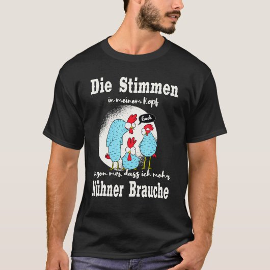 頭の中の声 ニワトリ農家のニワトリ Tシャツ (正面)