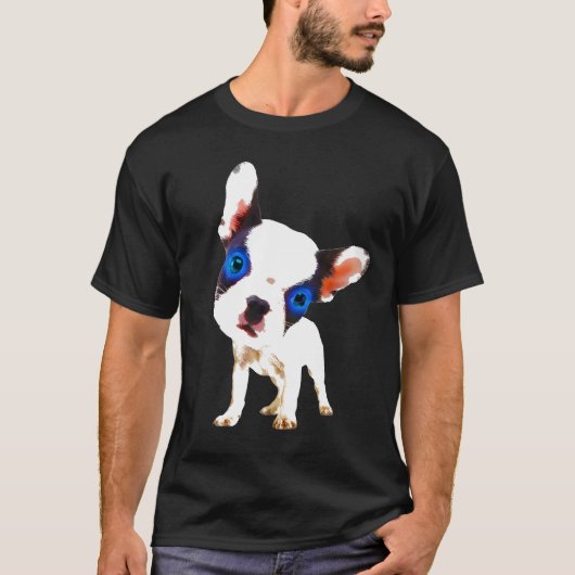 頭の大きなブフランスのルドッグ Tシャツ (正面)