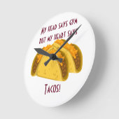 頭はジムと言うがハートはタコスと言う ラウンド壁時計 (傾斜)