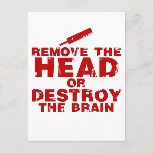 頭を取り除くか、脳ゾンビを破壊する ポストカード (正面)