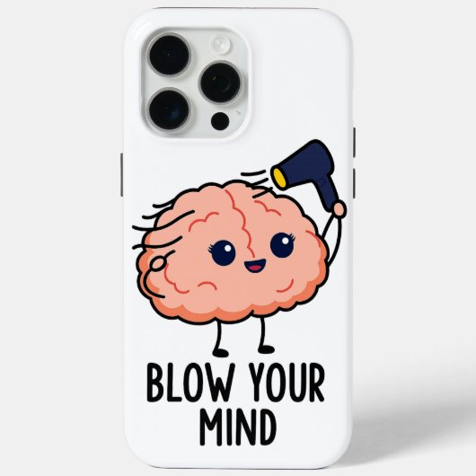 頭を吹き飛ばせ ステッカー カワイイ脳とヘアドライヤー Case-Mate iPhoneケース (裏面)