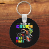 頭を押し潰す準備ができている子供たち恐竜モンスト キーホルダー (正面)