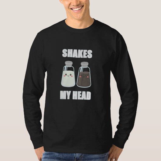 頭を振る 塩とコショウの振りかけ Tシャツ (正面)