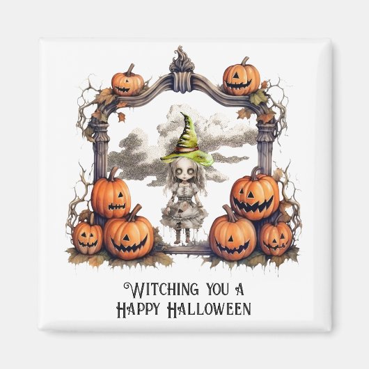 頭を痛めるハッピーハローウィン マグネット (正面)