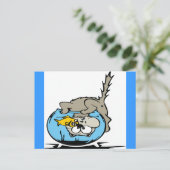 頭を魚鉢に突き刺した猫 ポストカード (スタンド正面)