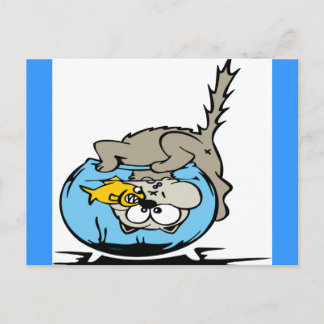 頭を魚鉢に突き刺した猫 ポストカード