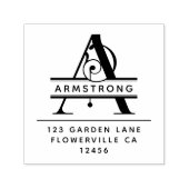 頭ファンシー文字 – A -差出人住所モノグラム セルフインキングスタンプ (デザイン)