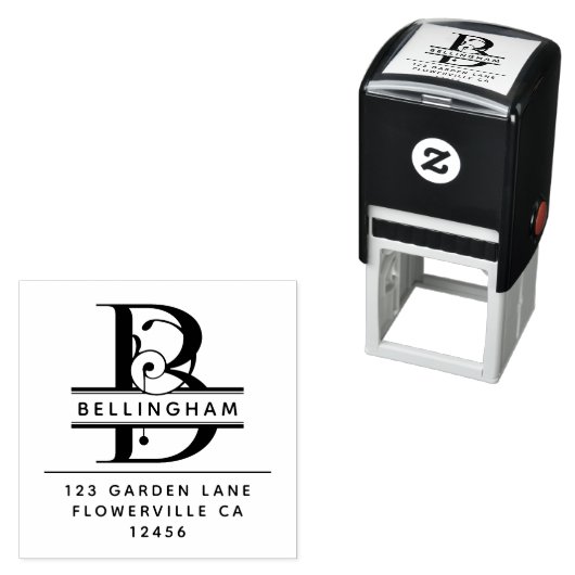 頭ファンシー文字 – B -差出人住所モノグラム セルフインキングスタンプ (インサイチュ)