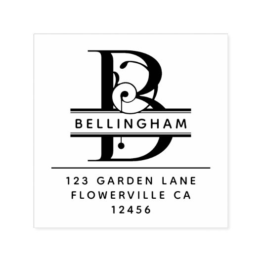 頭ファンシー文字 – B -差出人住所モノグラム セルフインキングスタンプ (デザイン)