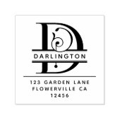 頭ファンシー文字 – D -差出人住所モノグラム セルフインキングスタンプ (デザイン)