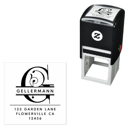 頭ファンシー文字 – G -差出人住所モノグラム セルフインキングスタンプ (インサイチュ)
