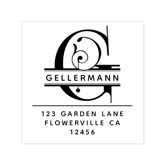 頭ファンシー文字 – G -差出人住所モノグラム セルフインキングスタンプ (デザイン)