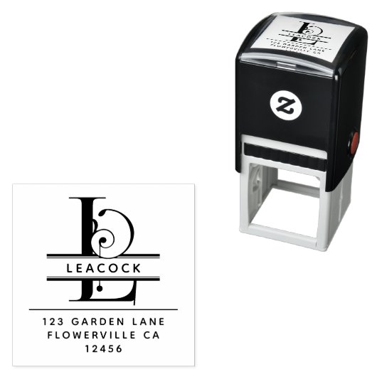 頭ファンシー文字 – L -差出人住所モノグラム セルフインキングスタンプ (インサイチュ)