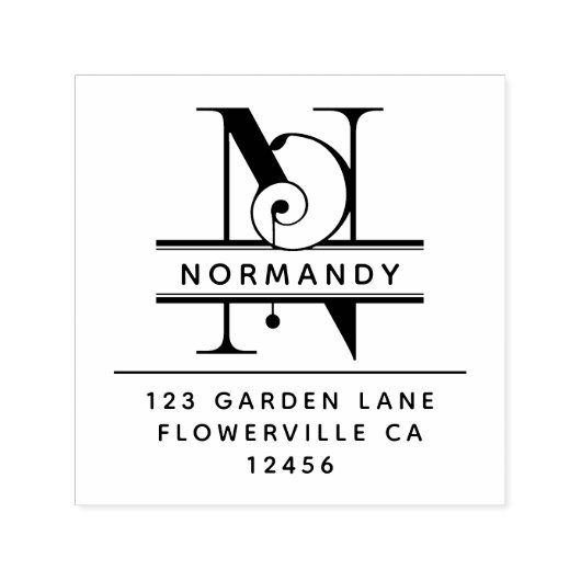 頭ファンシー文字 – N -差出人住所モノグラム セルフインキングスタンプ (デザイン)