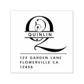 頭ファンシー文字 – Q -差出人住所モノグラム セルフインキングスタンプ (デザイン)