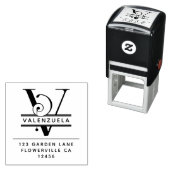 頭ファンシー文字 – V -差出人住所モノグラム セルフインキングスタンプ (インサイチュ)