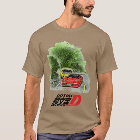 頭文字D マンガ 水彩 車 レース 友達 Tシャツ (正面)