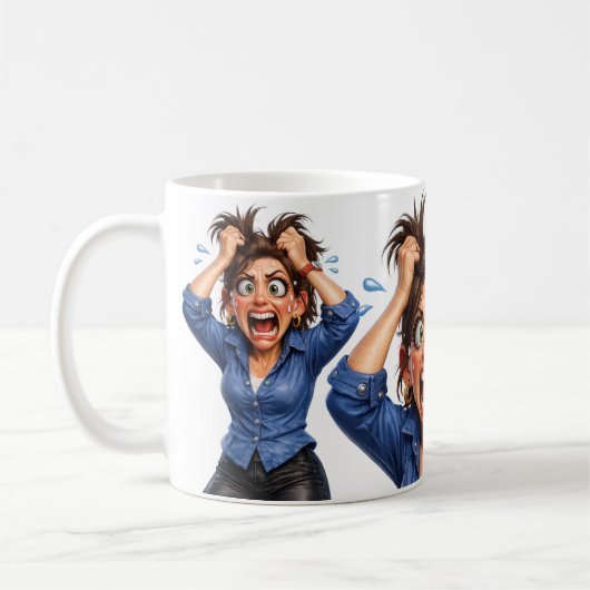 頭痛の女性 コーヒーマグカップ (左)