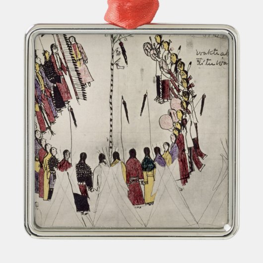 頭皮のダンスか勝利のダンス(紙のインク) メタルオーナメント (正面)