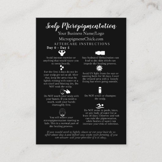 頭皮マイクロピグメントアフターケアの指導 名刺 (正面)